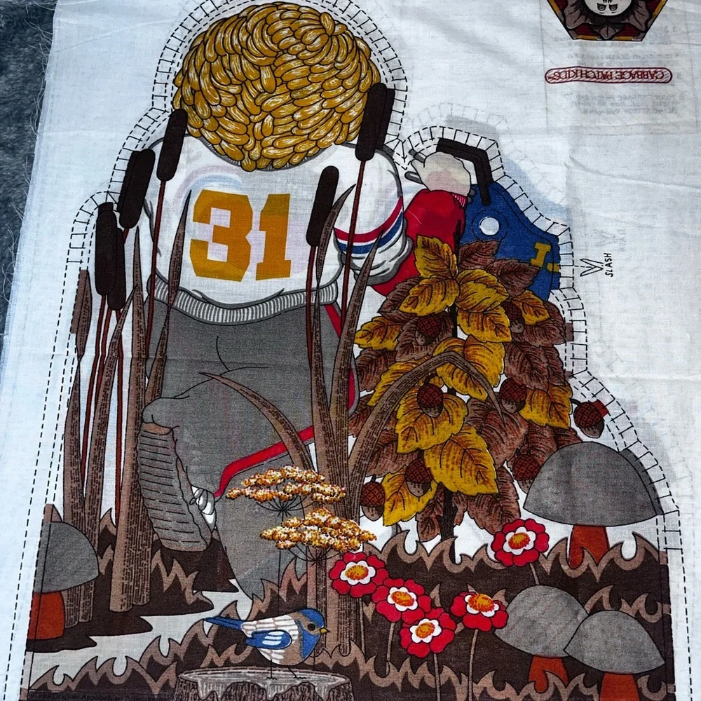 Vintage Fabric Panel Cabbage Patch Kids Football Player Pillow Cut-n-Sew 1983